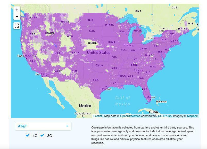             Покрытие AT&T