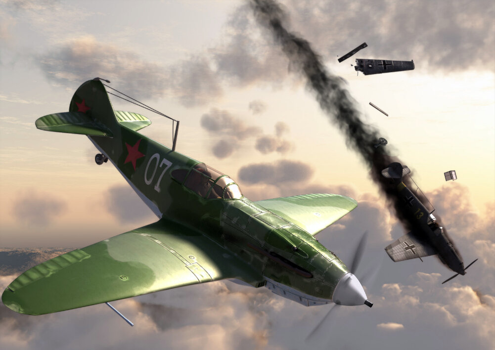 Бой ЛаГГ-3 и Ме-109. Автор Masterok.