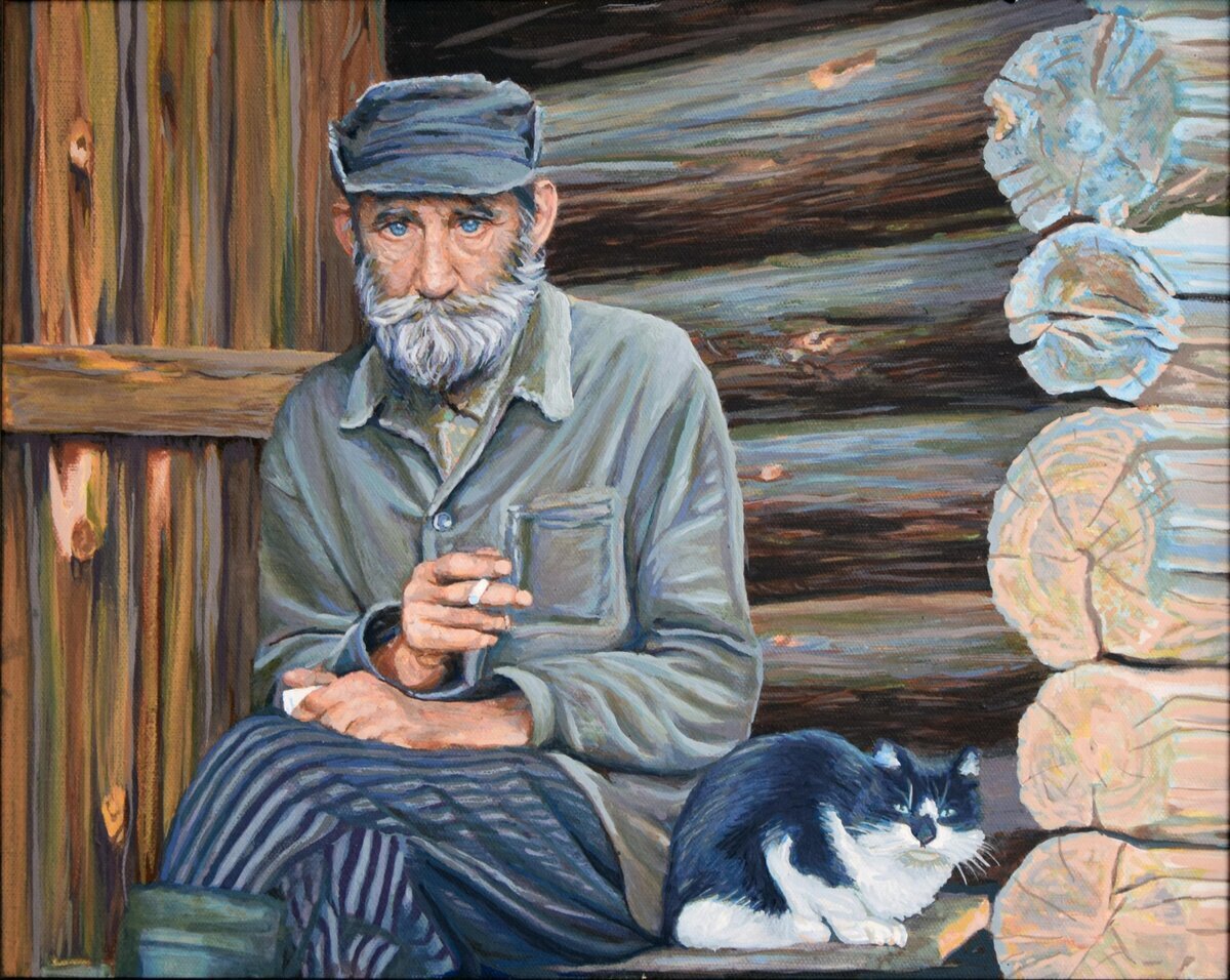 Дед сидит рисунок