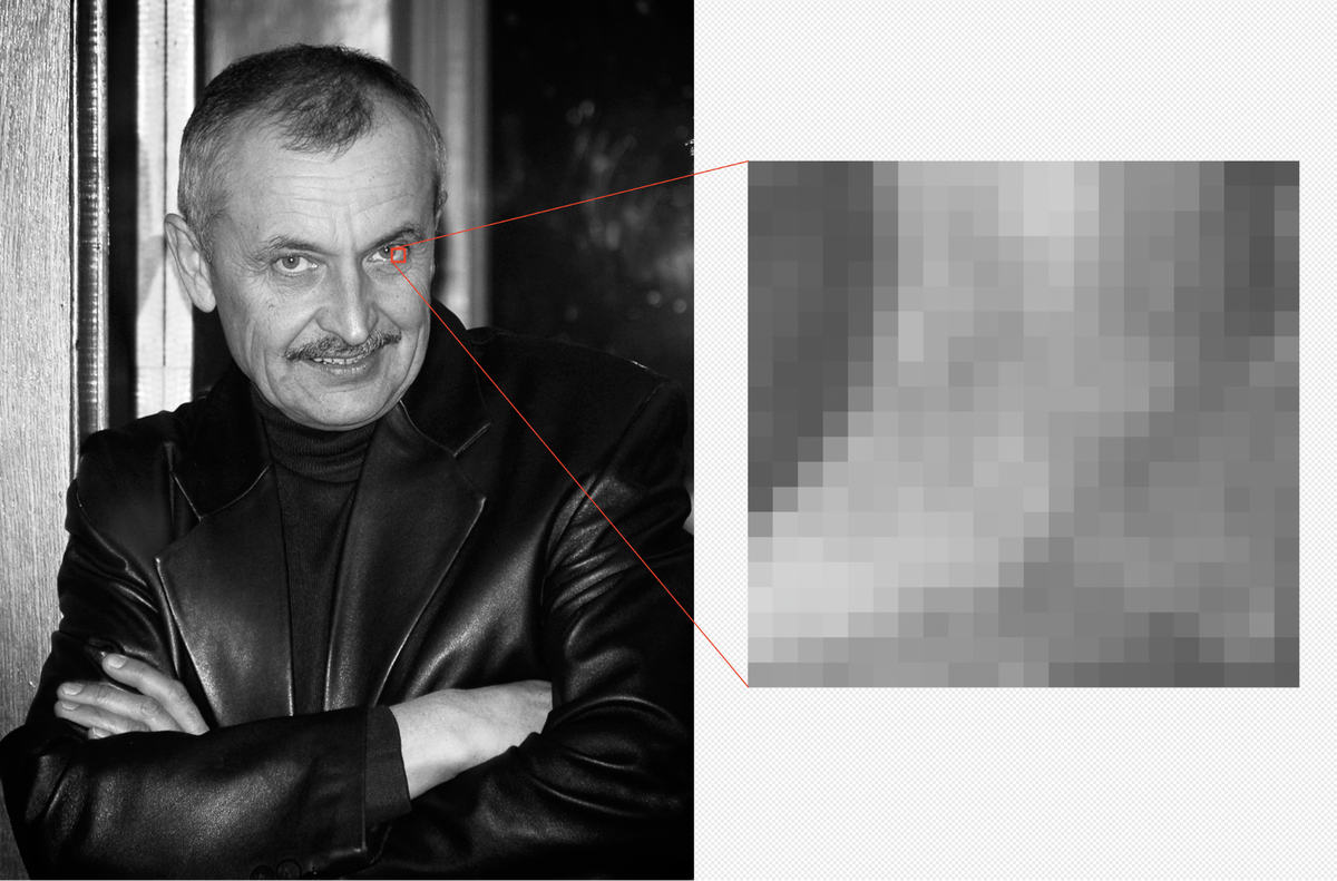 Чем сильнее увеличим фотографию, тем больше видны пиксели