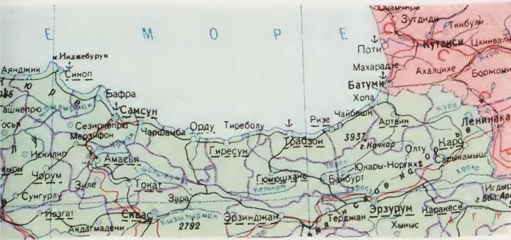 Карта Черного моря. (Взята из старого атласа СССР)