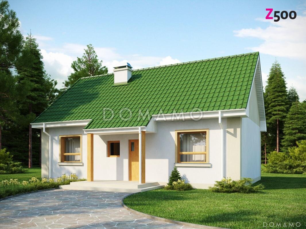 Проект D4658 — маленький дом из газобетона с 2 спальнями