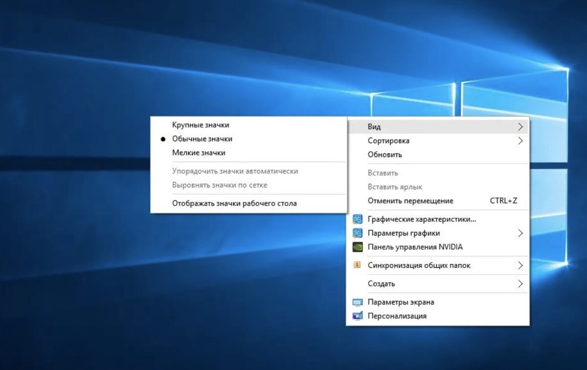 Вид рабочего стола Windows 10