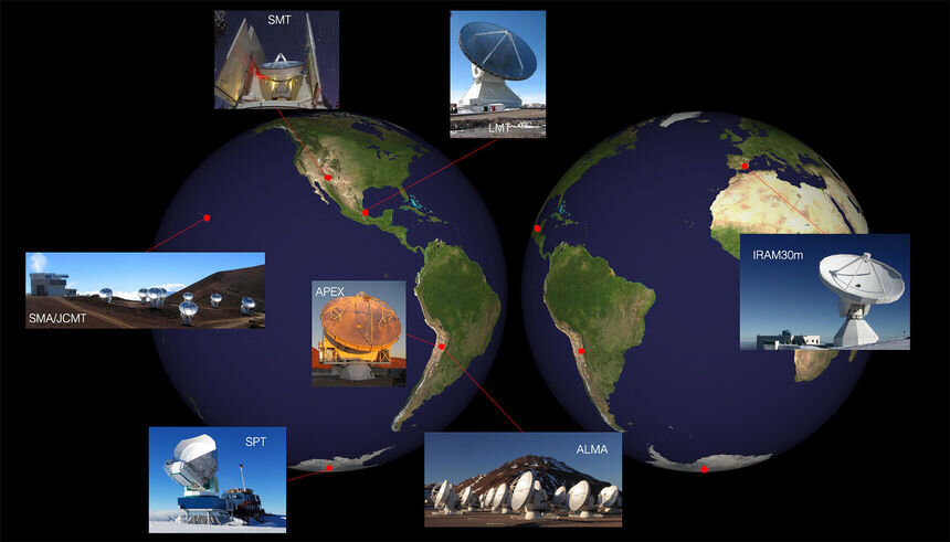 Местонахождение всех телескопов системы EHT ©University of Arizona/Dan Merrone