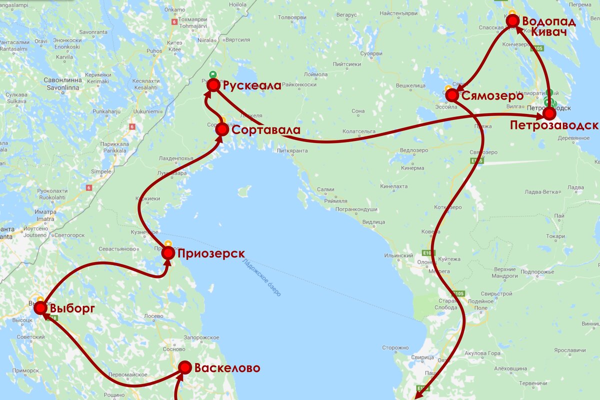 Подробная карта северного приладожья