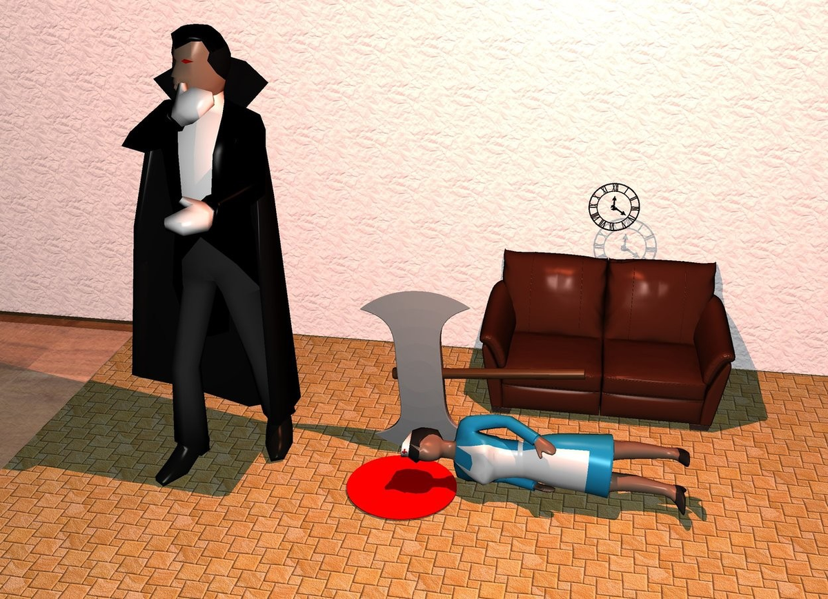 it is night. woman on the floor. she leans 90 degrees to the right. a copper light is 6 feet above the woman. man is 2 feet left of the woman. the ground is wood. a sofa is 1 feet behind man. sofa is 3 feet right of the man. a wide 15 feet tall paper wall behind the sofa. clock 1 feet above the sofa. an axe 1 feet right of the man. axe leans 95 degrees to the right. red circle 1 feet right of the man.

wordseye.com