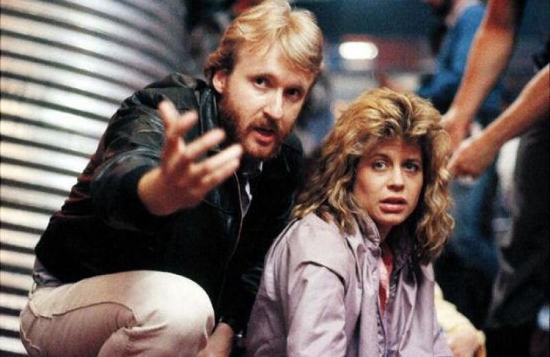 Джеймс Кэмерон и Линда Хэмилтон на съемках "Терминатора"