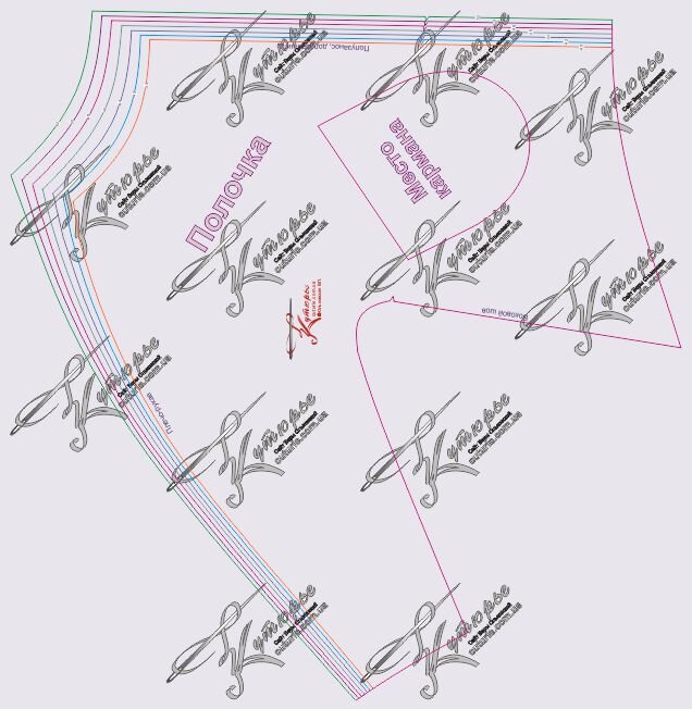 Выкройка полочки с цельнокроеным рукавом в пальто - рисунок