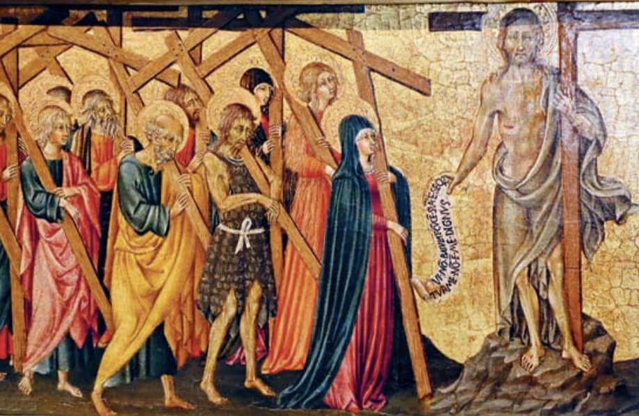 Джованни ди Паоло. Фраг- мент алтарной панели «Спаситель и святые, несущие кресты». Италия. Ок. 1450–1460. Парма. Национальная галерея