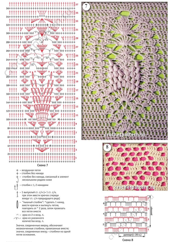 Рисунки вязания крючком со схемами