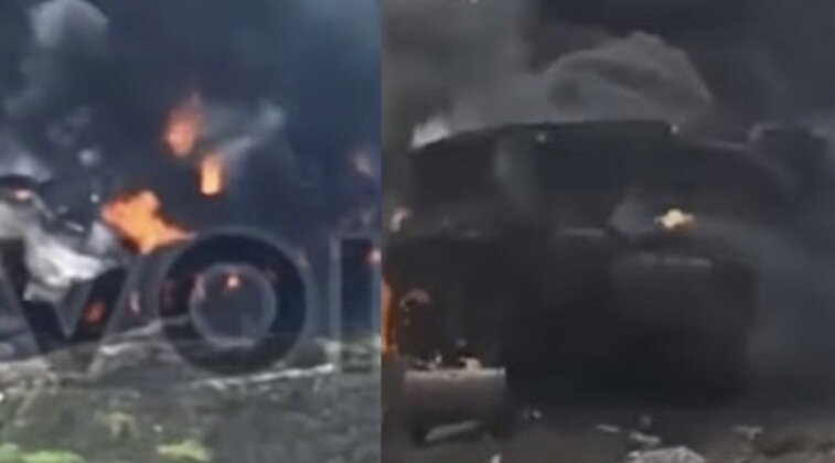 Уничтоженные танки Leopard 2A6 (слева) и Challenger 2 в ходе украинского наступления. Изображение Military Watch Magazine. 