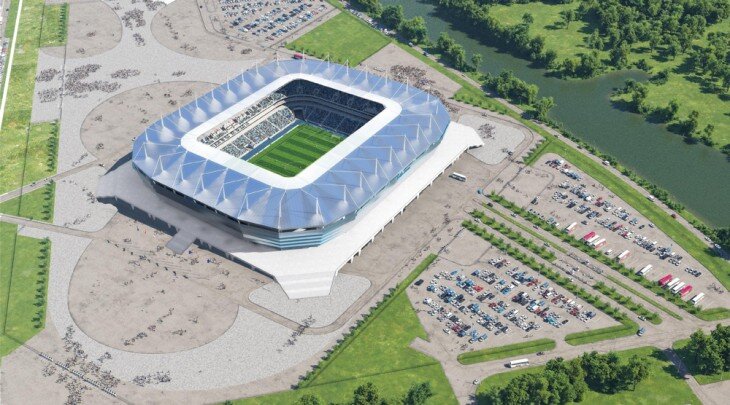 Чемпионат мира по футболу 2018 Калининград будет принимать на 35-тысячной «Арене Балтика», строительство которой началось в 2015 году. Всего на стадионе пройдёт 4 матча группового этапа ЧМ-2018.-2