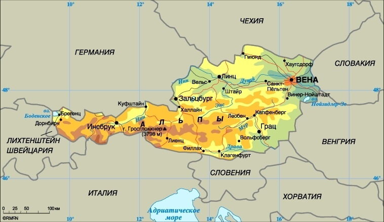 Карта Австрии