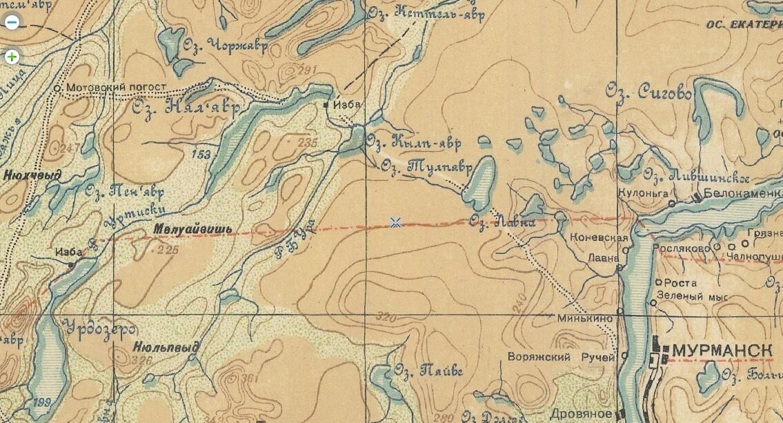 Военная топографическая карта Мурманской области, 1933 г.