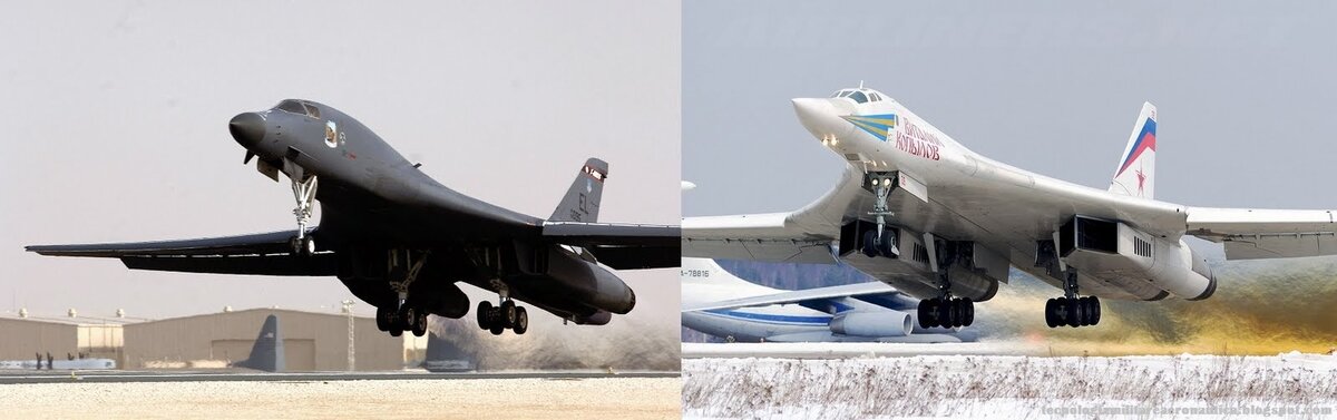 Слева В-1, справа Ту-160