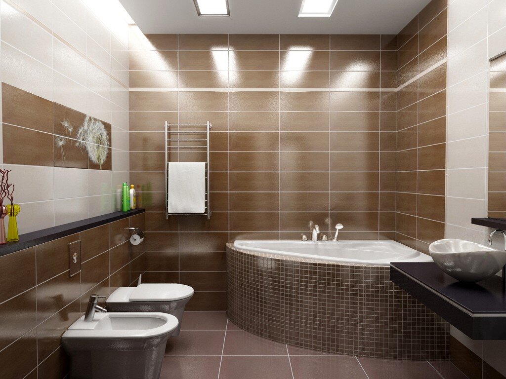 интерьер ванной комнаты в частном доме в современном стиле