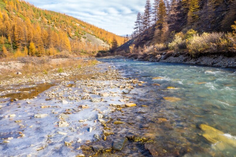 Первый раз выезжал так далеко в глубь Тенькинской трассы и был в большом предвкушении, которое полностью оправдалось. Выехали в пятницу, 14 сентября, в обед на двух машинах в количестве семи человек. Ненадолго остановившись в Мадауне, проехали ещё 50 км и, свернув с основной трассы, встали лагерем в километрах пяти от неё, около десяти часов вечера, для ночлега.