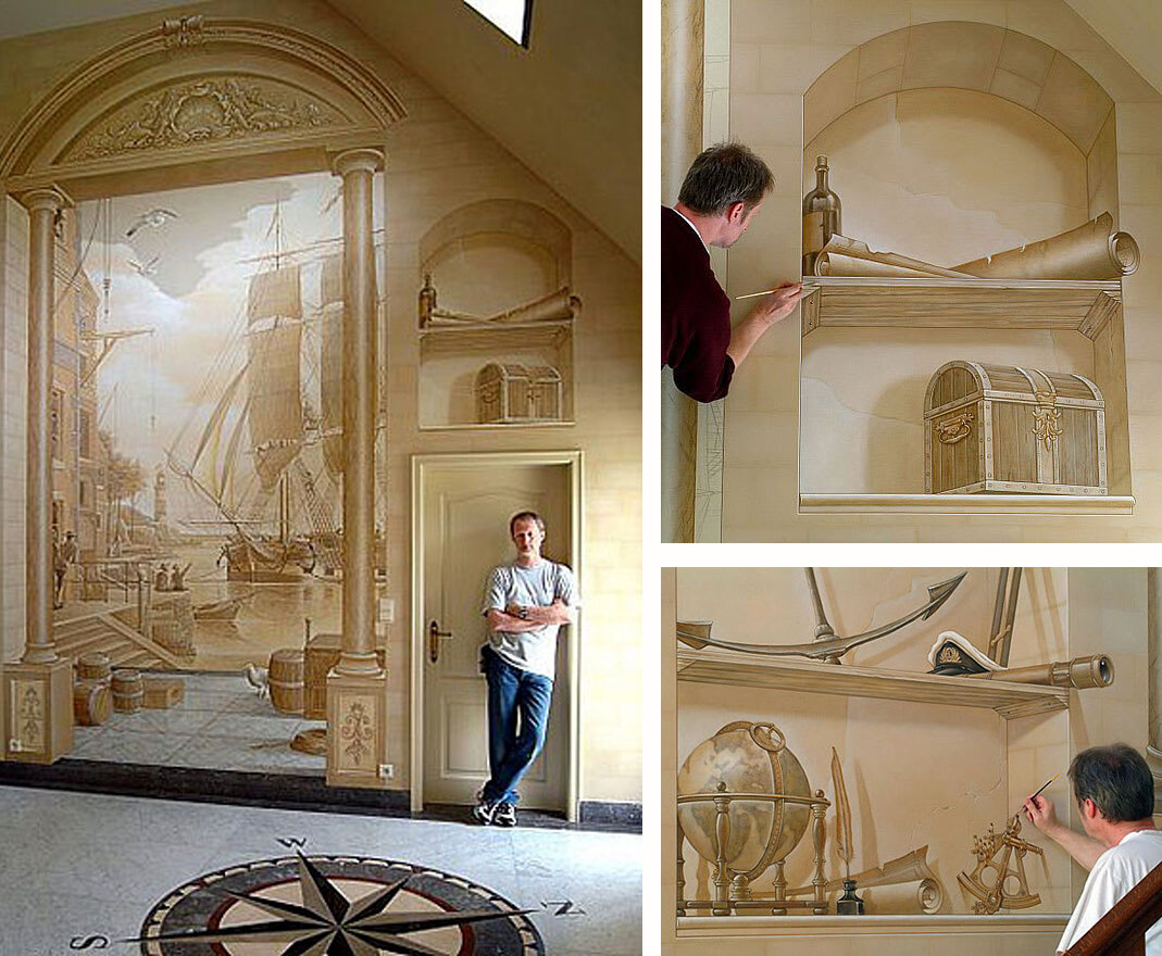 Неизвестный художник. Оформление стены в стиле тромплей