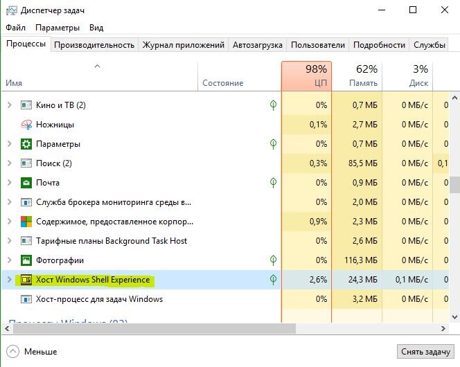 2 память программ. Windows Shell experience. Хост Windows Shell experience что это. Хвост Windows Shell experience что это.