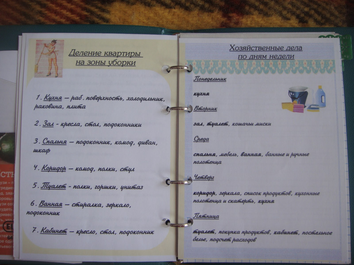 Контрольный журнал Флай леди. План домашних дел на каждый день. Список домашних дел. Листы для контрольного журнала Флай леди.