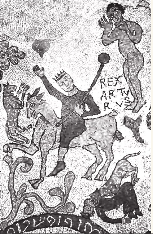 Король Артур на мозаике Отрантского собора. Около 1170 г.