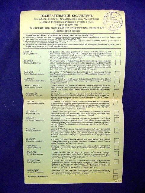 Бюллетень одномандатный округ. Избирательный бюллетень 1995 года. Выборы в Госдуму бюллетень. Избирательный бюллетень Госдума. Выборы в Госдуму 1995 бюллетень.
