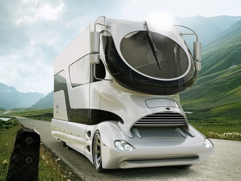 Дизайнеры, которые разрабатывали данный концепт, использовали и учли не только самые современные достижения в автомобилестроении, но также и особенности авиа-, авто- и яхтенного спорта. В особняке на колесах есть трап, как у самолета бизнес-класса, выхлопная система спортивного автомобиля и открытая площадка, как на крыше моторной яхты.  