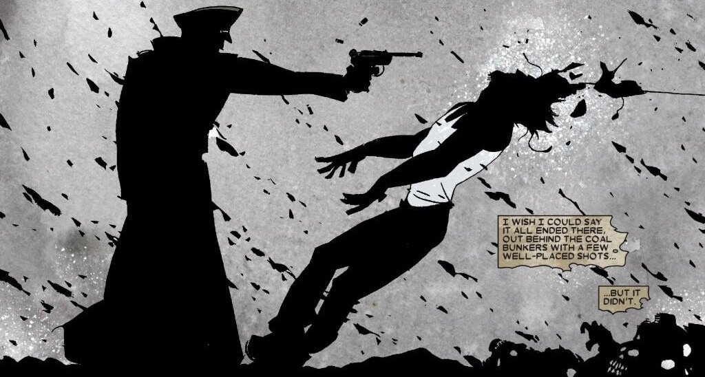 Черно-белая гамма пепла и снега напоминает театр теней. Особенного внимания заслуживает земля, как будто состоящая из мёртвых тел