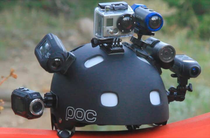 Различные варианты крепления экшен камер на шлем.