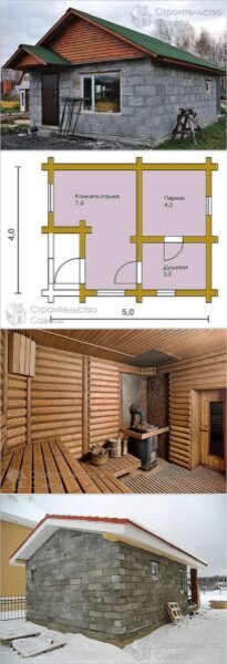 Как построить баню из пеноблоков своими руками