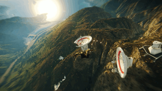 Да, у вингсьюта есть ракетницы (откуда? Черт знает) и ускоритель.