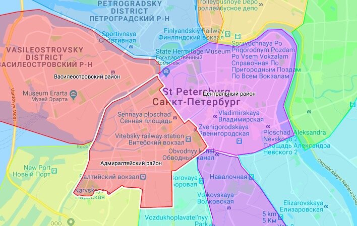 Карта районов санкт петербурга с границами районов