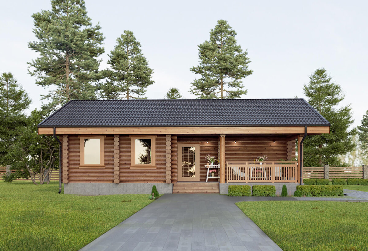 Проект деревянного дома из оцилиндрованного бревна S-214 от Экохоум