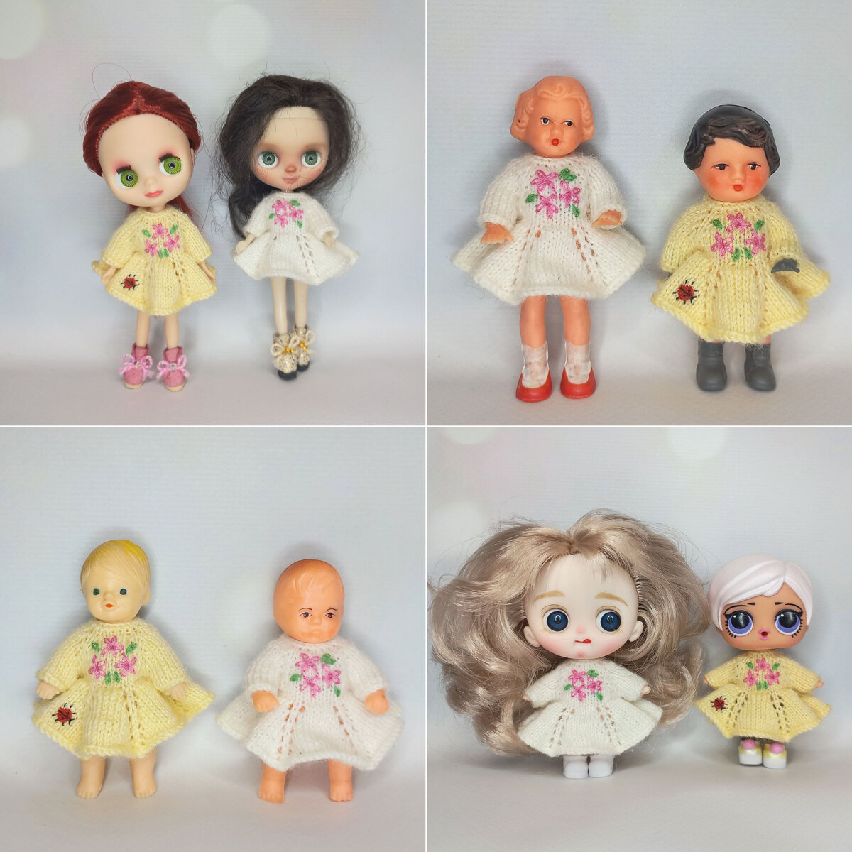 На фото представлена одна и та же модель платья на разных видах кукол