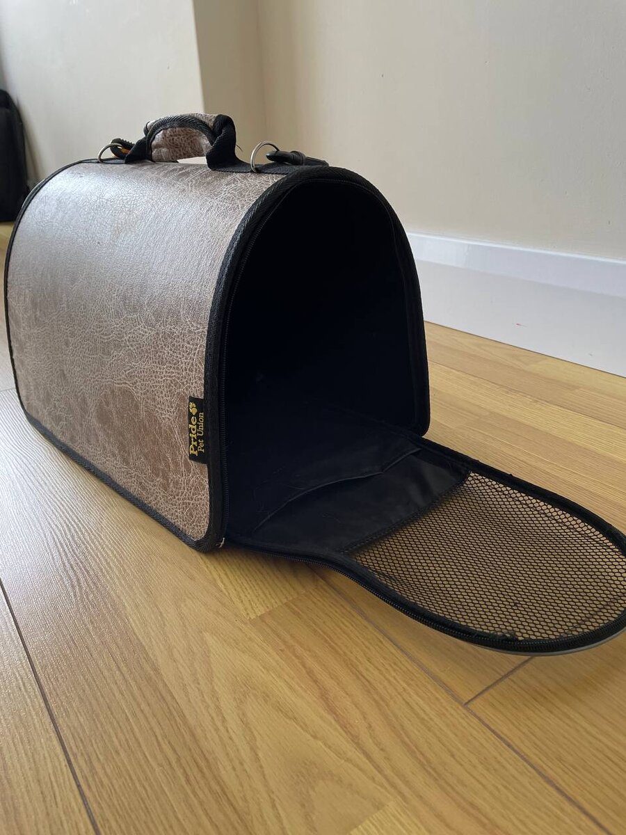 В зоомагазинах большой асортимент выбора сумок, у нас довольно простая. Стоит такая ~2000 руб.