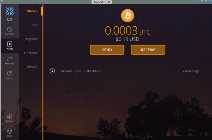 Мультивалютный кошелек Exodus