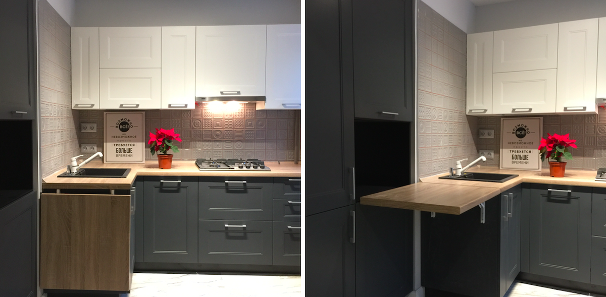 Пример на фото - мой проект кухни в типовой хрущевке. 
