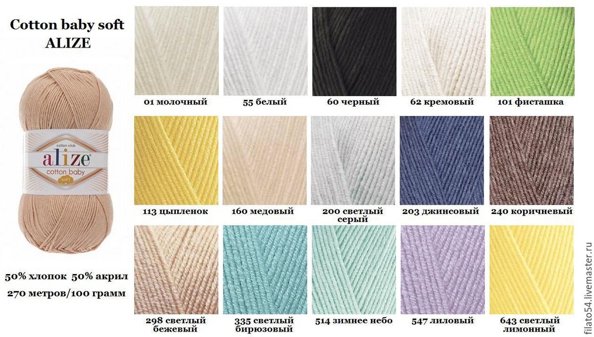 Я вязала из 113 оттенка "Цыпленок", цвет показался "грязнее", чем в палитре