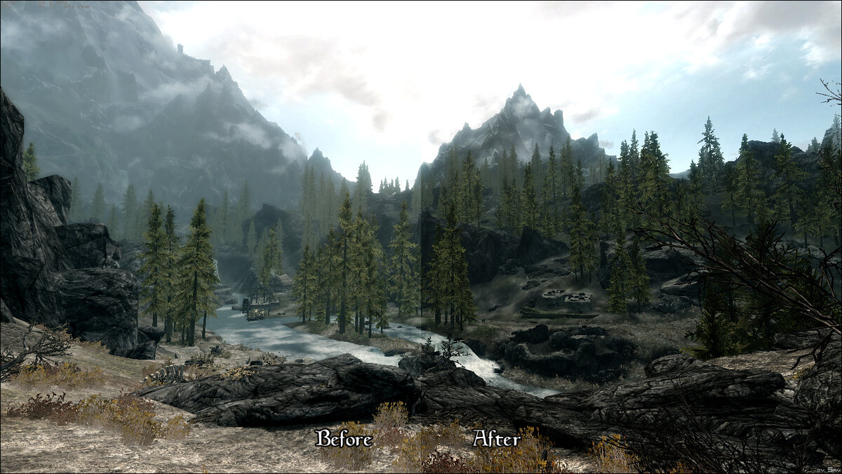 Окружающая среда. Слева до появления человека, справа - после.