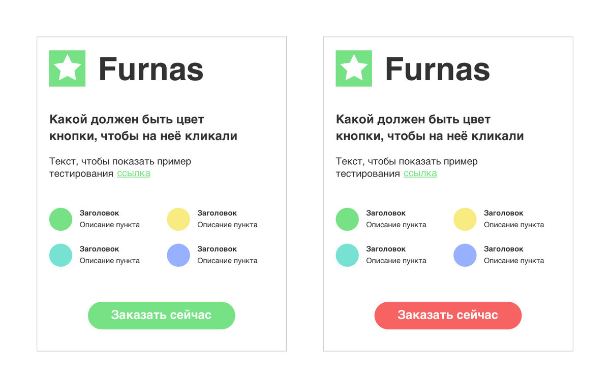 По результатам тестирования красная кнопка работает лучше на 21%, чем зеленая.
