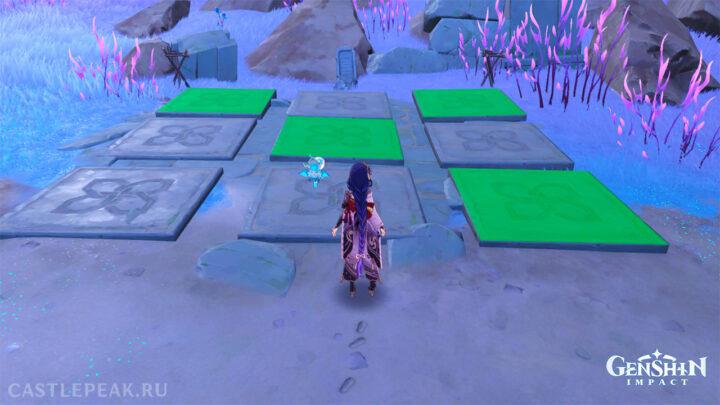 Наступите на отмеченные плиты, чтобы решить головоломку