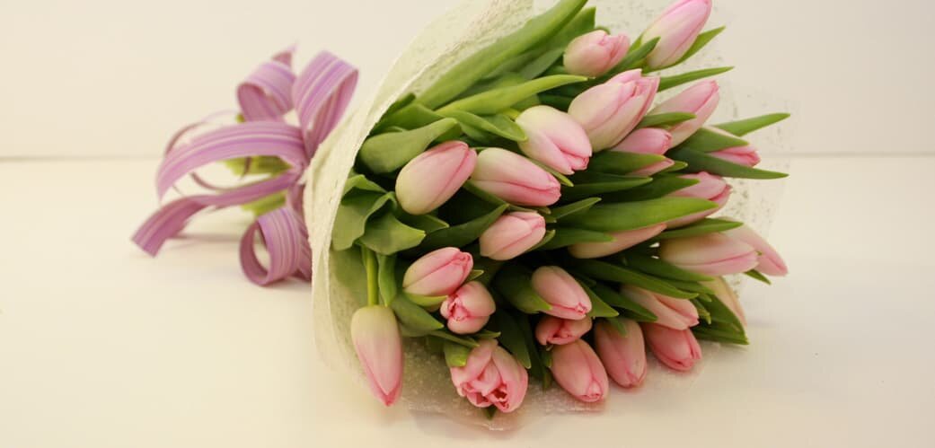 Букет из розовых тюльпанов