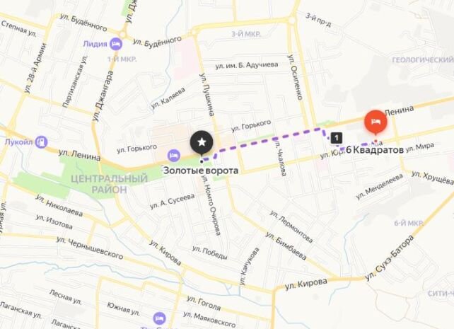 "1" - это отмечена на карте Золотая обитель Будды Шакьямуни