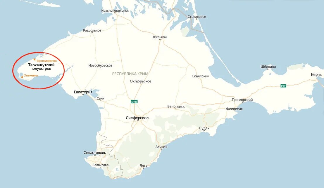 Крым мыс тарханкут на карте