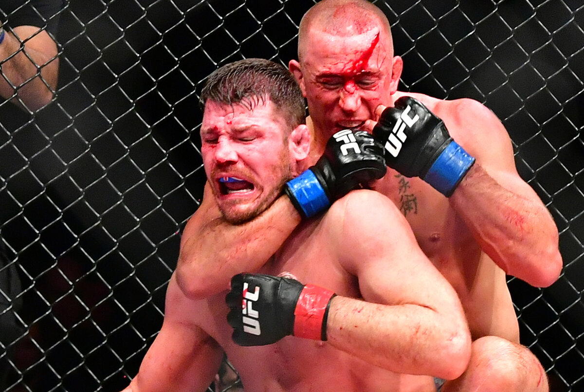 Майкл Биспинг в бою с Жоржем Сент-Пьером. Фото: globallookpress.com