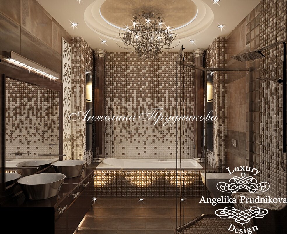 На фото: Дизайн интерьера ванной комнаты в Сокольниках