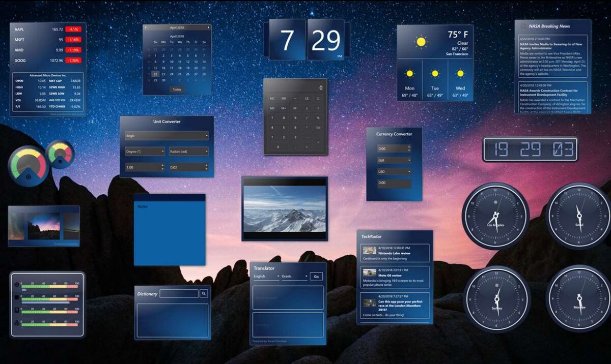 гаджеты для стола windows 10