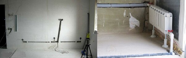 В штробах нашли свое новое место силовые и слаботочные электрокабели; трубы водопроводные, газоснабжения, отопления и канализации; трассы систем кондиционирования