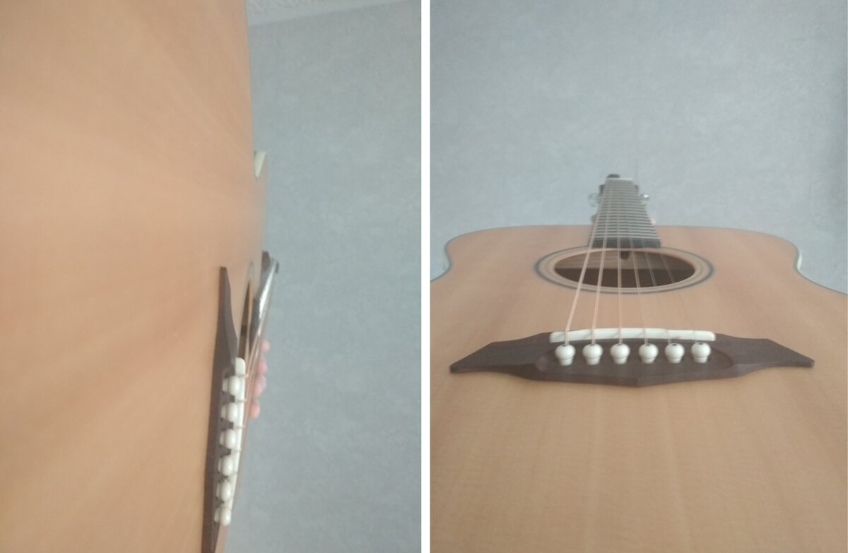 Слева - проверка отклонений грифа. Справа - проверка на предмет "пропеллера".