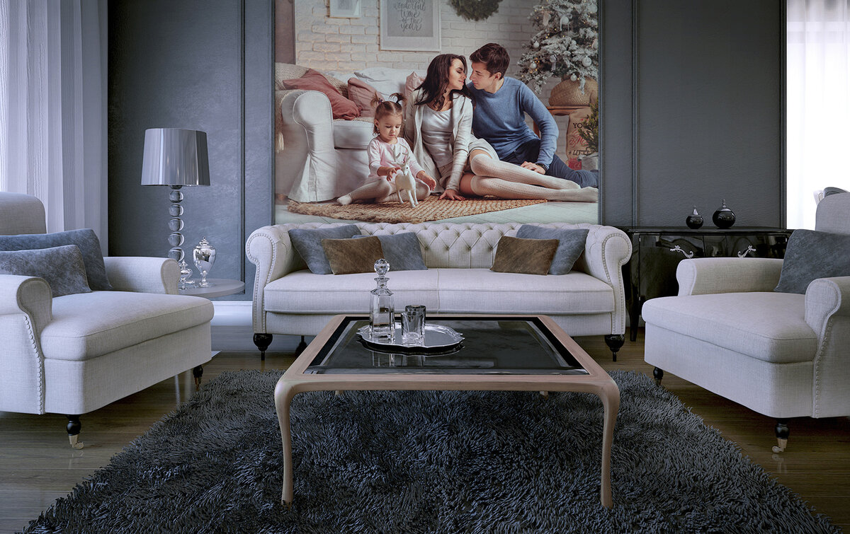 Фреска с семейным портретом в интерьере